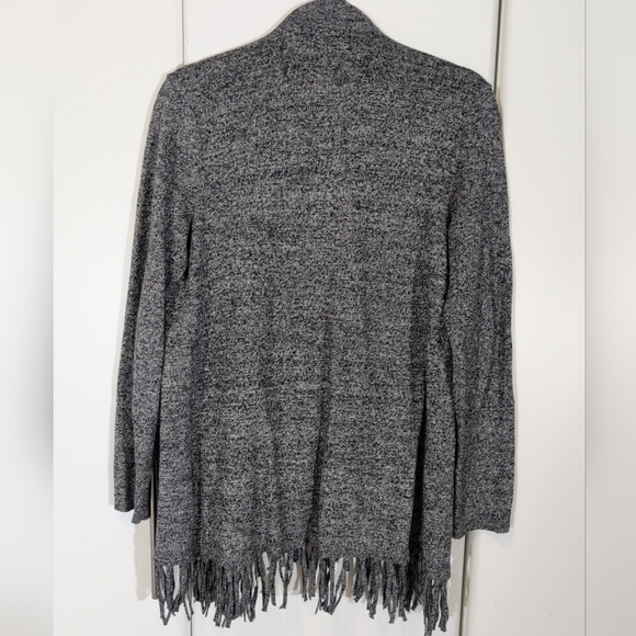 Style & Co Fringed Open-Front Sweater Cardigan Women's Size Small Grey/Black - Picture 7 of 8